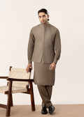 Taupe Kurta Trouser with Embroidered Waistcoat  - 3PC