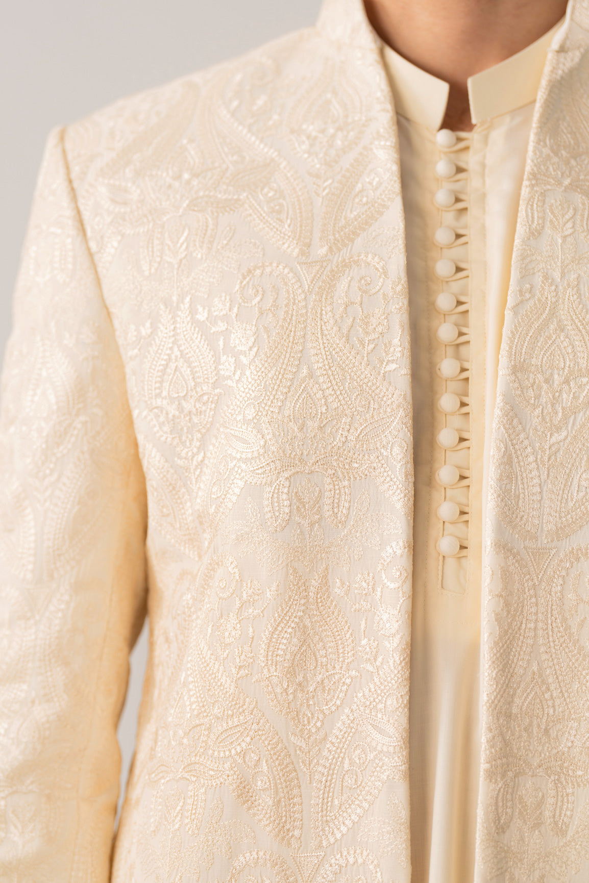 Bosky Kurta Trouser with Embroidered Open Prince Coat - 3PC - Men