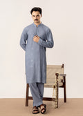 Virsa - Ice Blue Raw Silk Embroidered Kurta Trouser