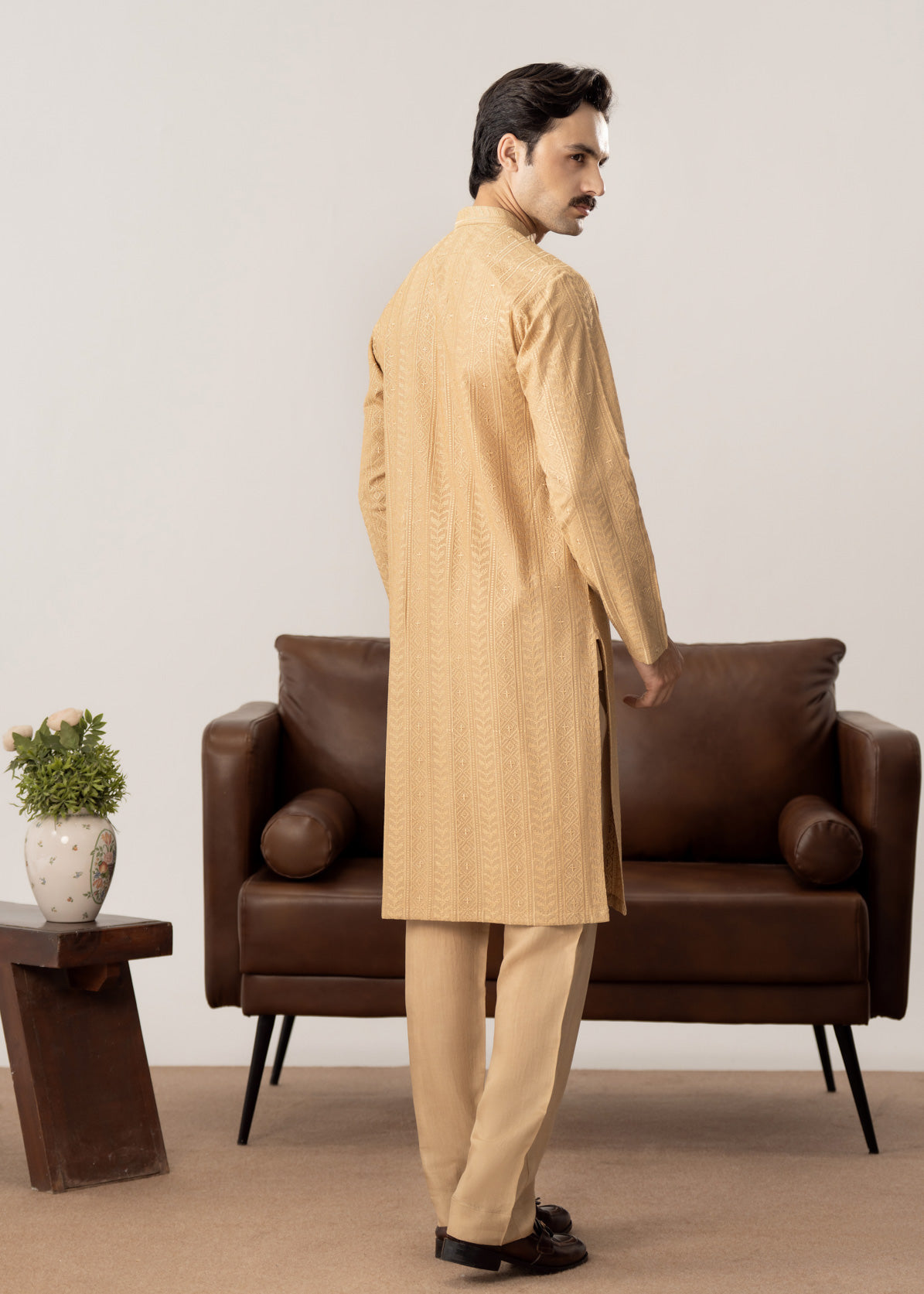 Tehzeeb - Ivory Embroidered Kurta Trouser - Men