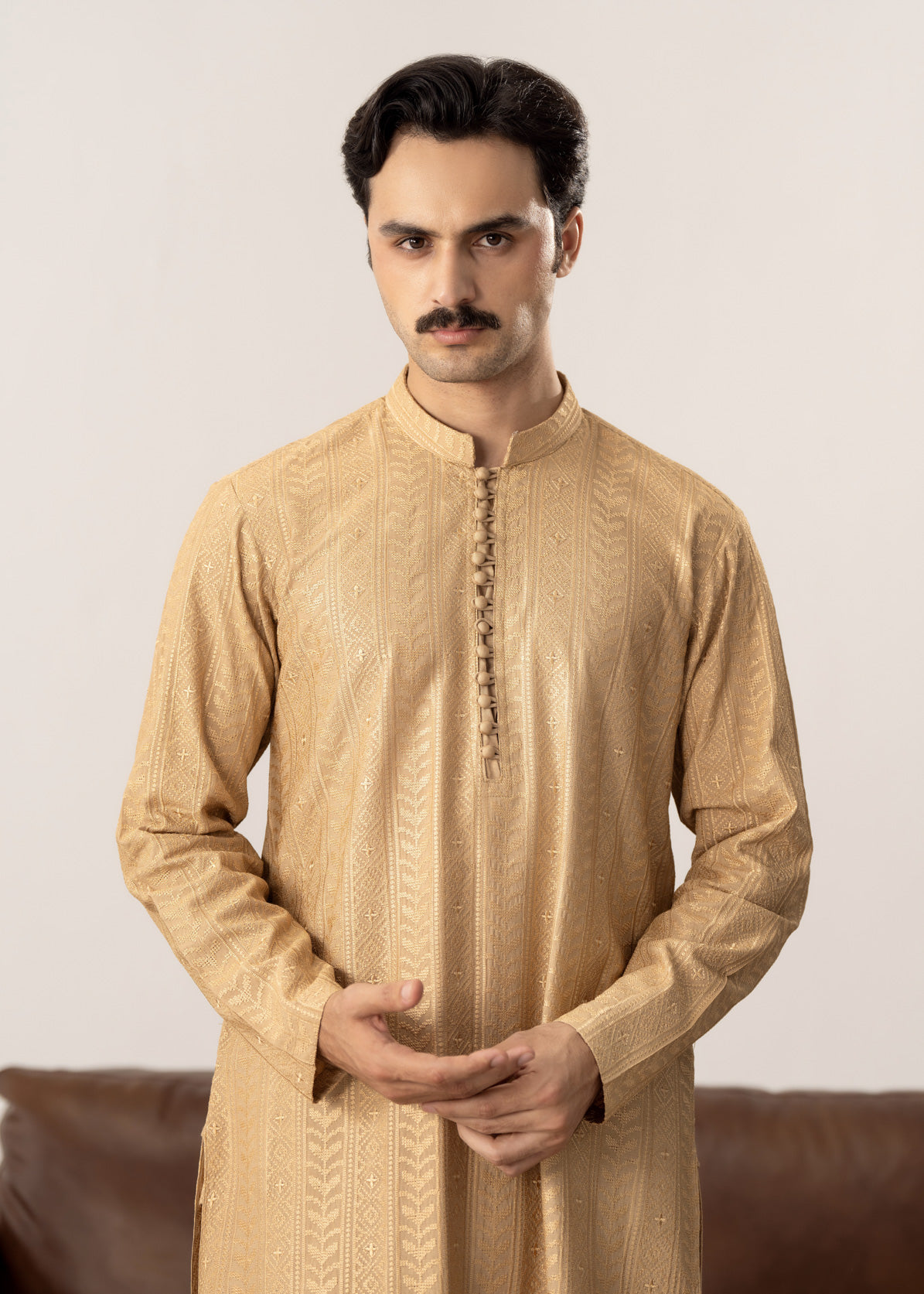 Tehzeeb - Ivory Raw Silk Embroidered Kurta Trouser