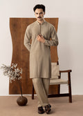 Shauq - Beige Raw Silk Embroidered Kurta Trouser