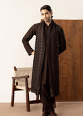 Riwaaj - Brown Raw Silk Embroidered Kurta Trouser