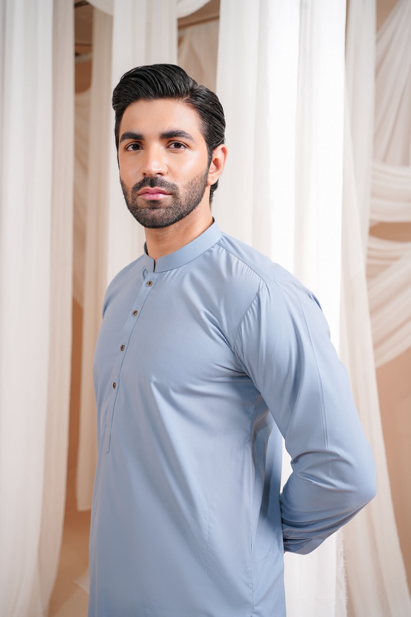 Sapphire Blue Luxury Blended Kurta Shalwar - Men