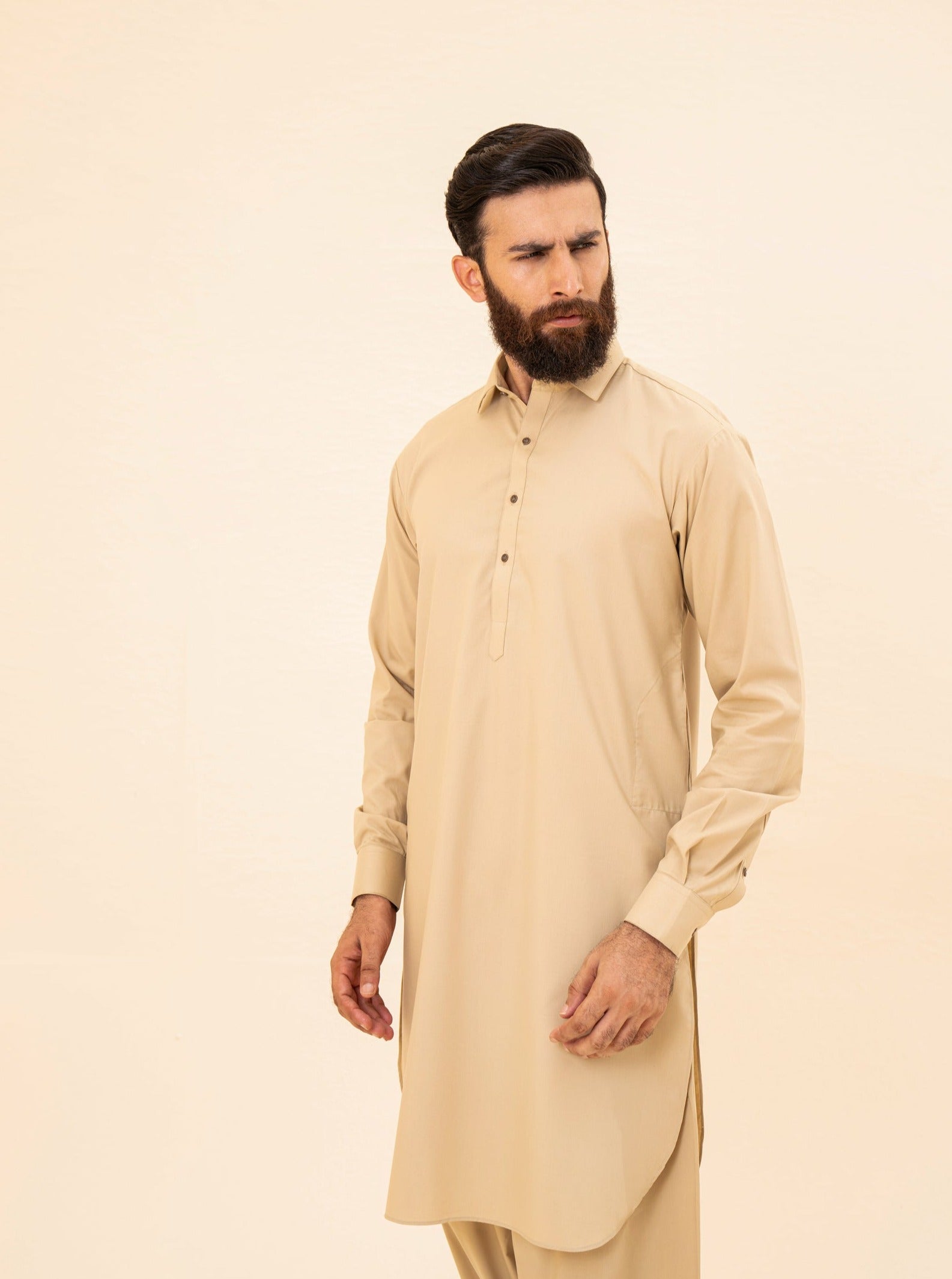 Ivory French Collar Kameez Shalwar - Men