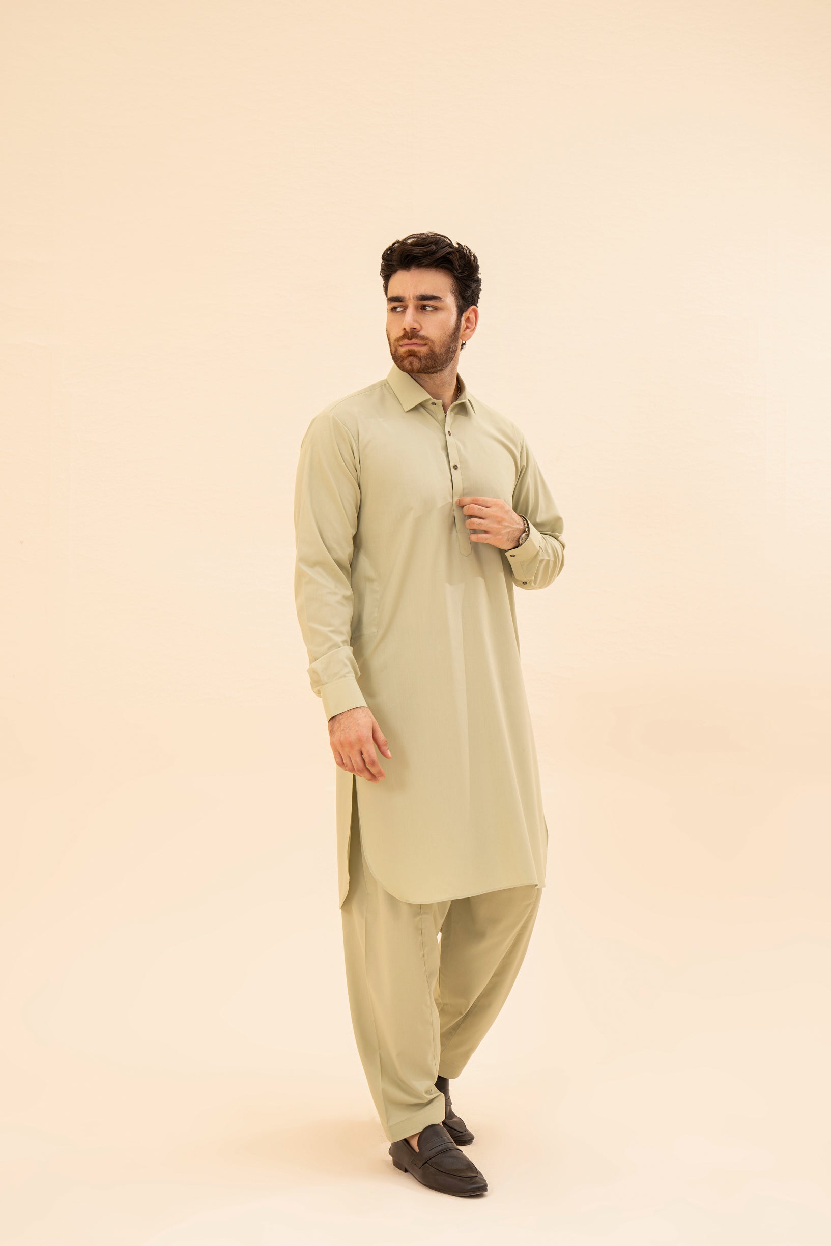 Pack of 2 French Collar Kameez Shalwar - Off White & Mint Green