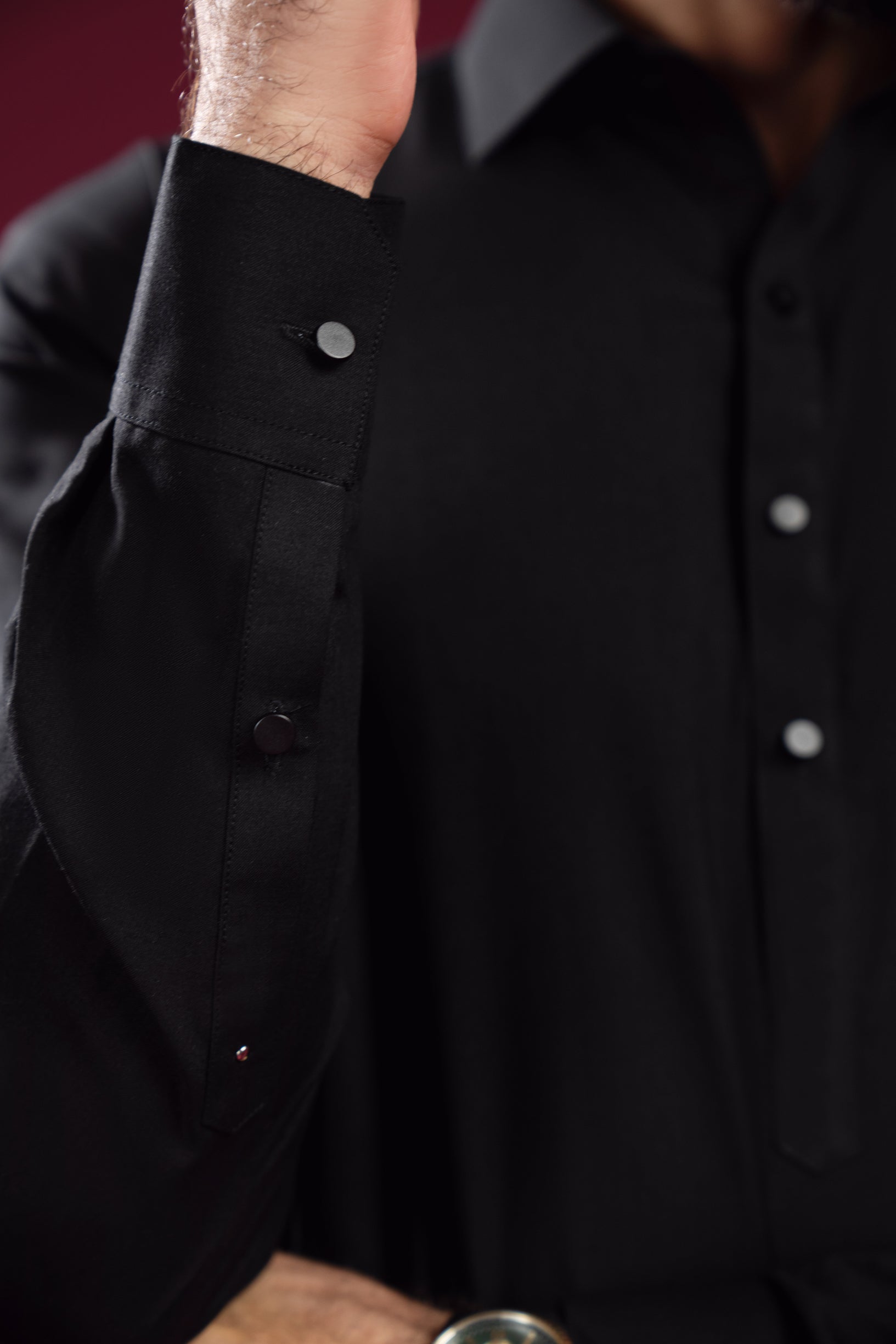 Black French Collar Kameez Shalwar - Men