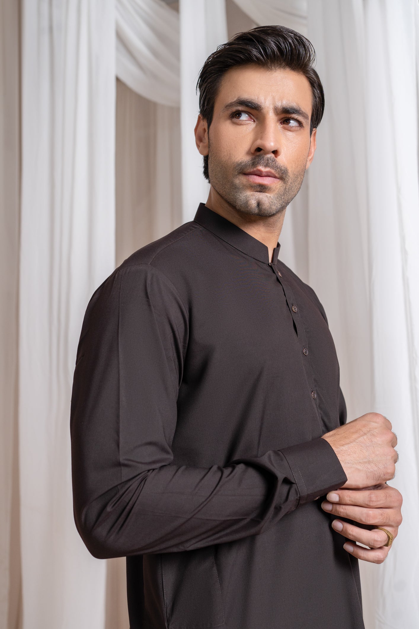 Dark Brown Kurta Trouser/Shalwar - Men