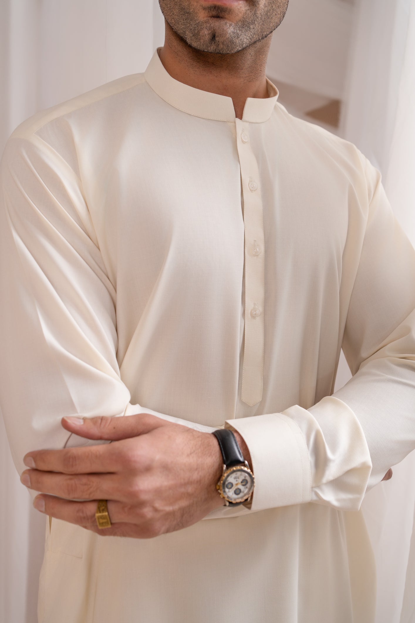 Bosky White Kurta Trouser/Shalwar - Men