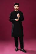 Crow Black Kurta Trouser/Shalwar - Men
