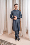 Charcoal Grey Kurta Trouser/Shalwar - Men