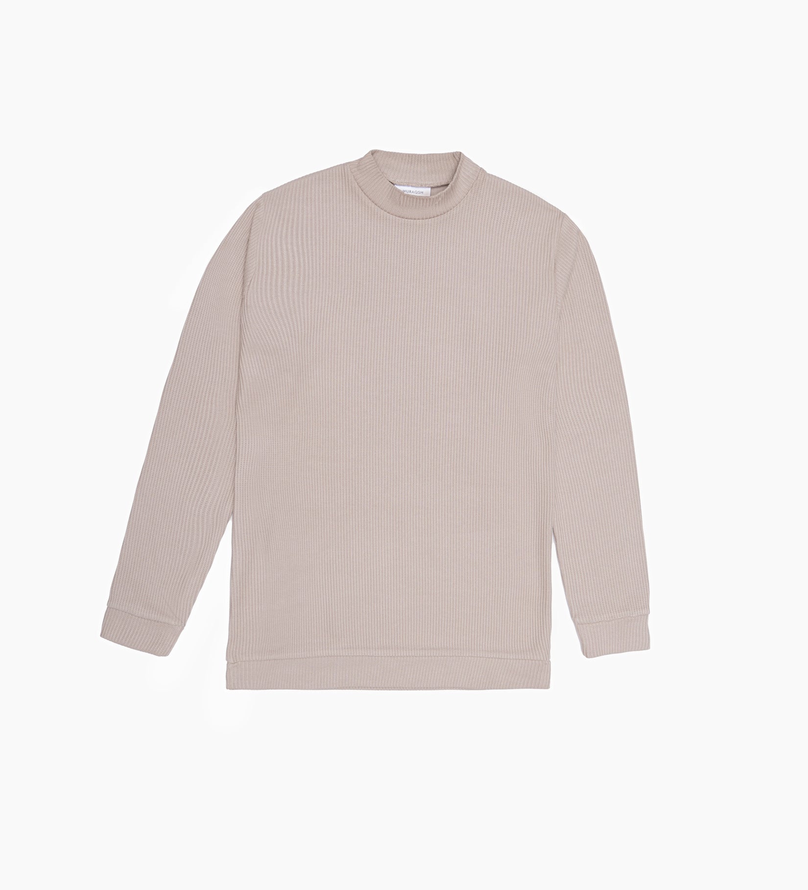 Beige Drop Needle Mock Neck - Men