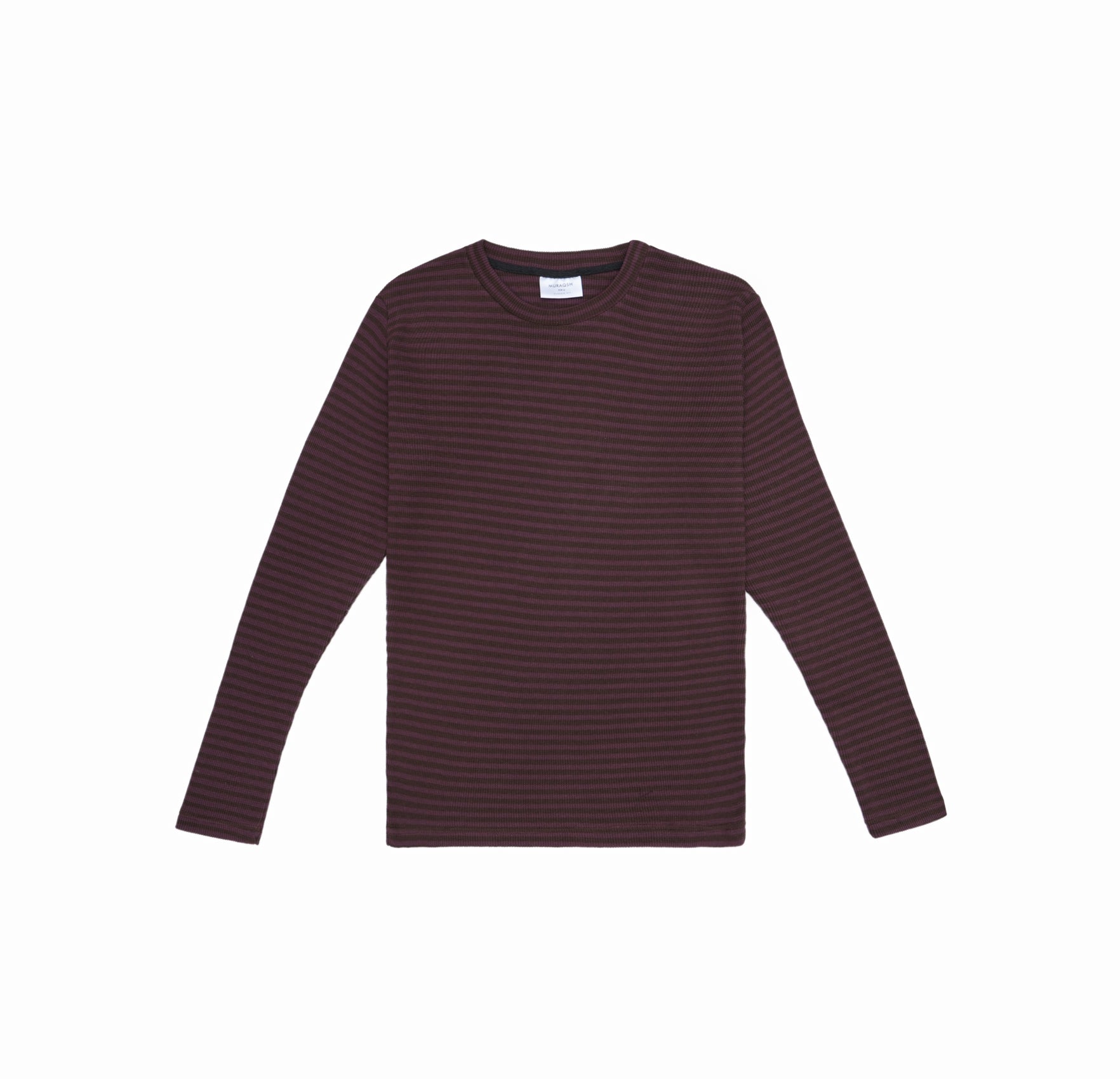 Waffle Burgundy Striped Sweat Shirt - Men