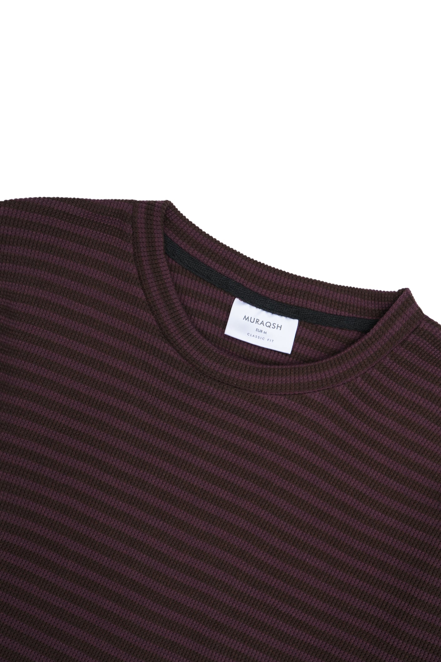 Waffle Burgundy Striped Sweat Shirt - Men