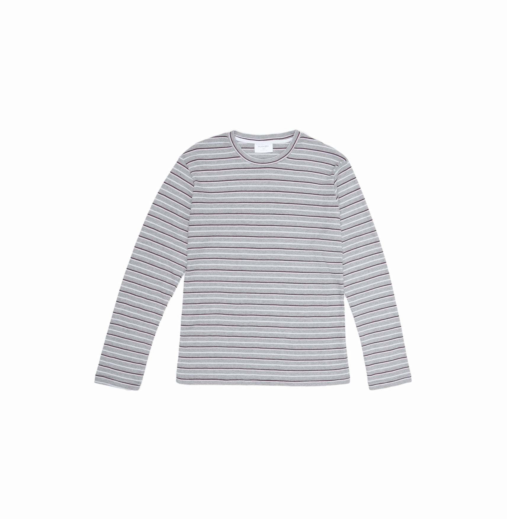 Waffle Grey Striped Sweat Shirt - Men