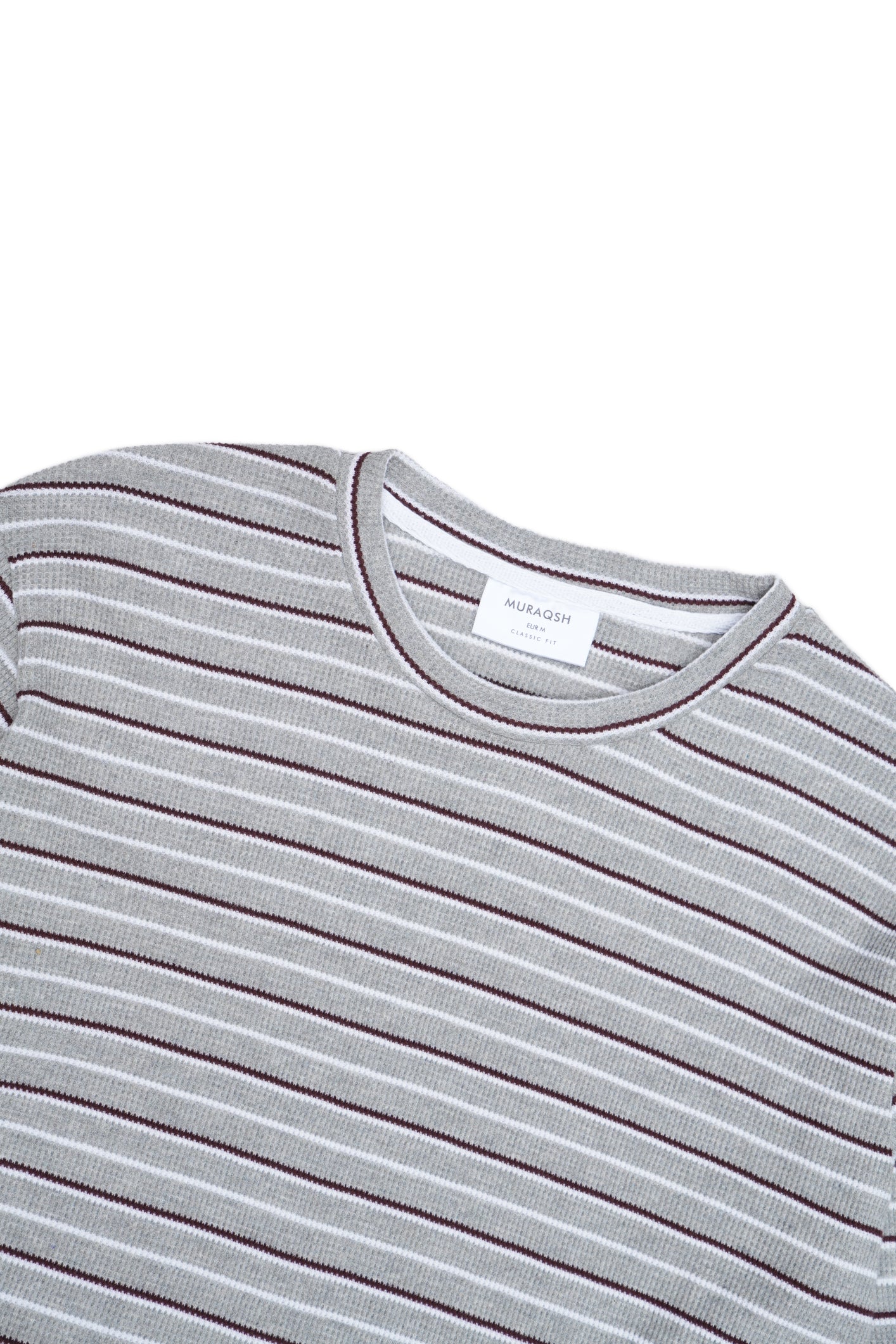 Waffle Grey Striped Sweat Shirt - Men