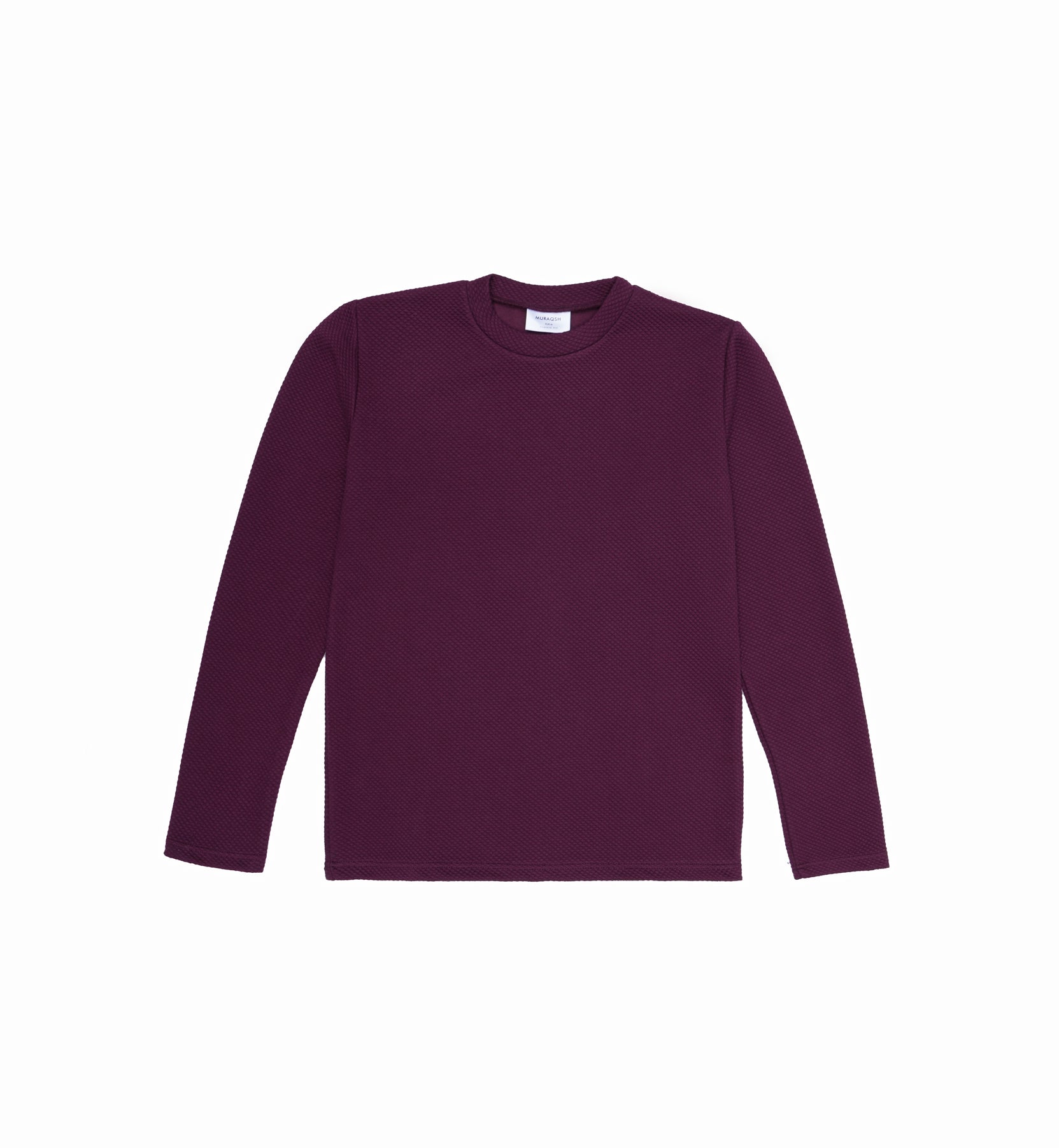 Waffle Burgundy Sweat Shirt - Men