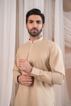 Formal Ivory Kurta Shalwar - Collar Neck Embroidered - Men - Muraqsh -- Menswear
