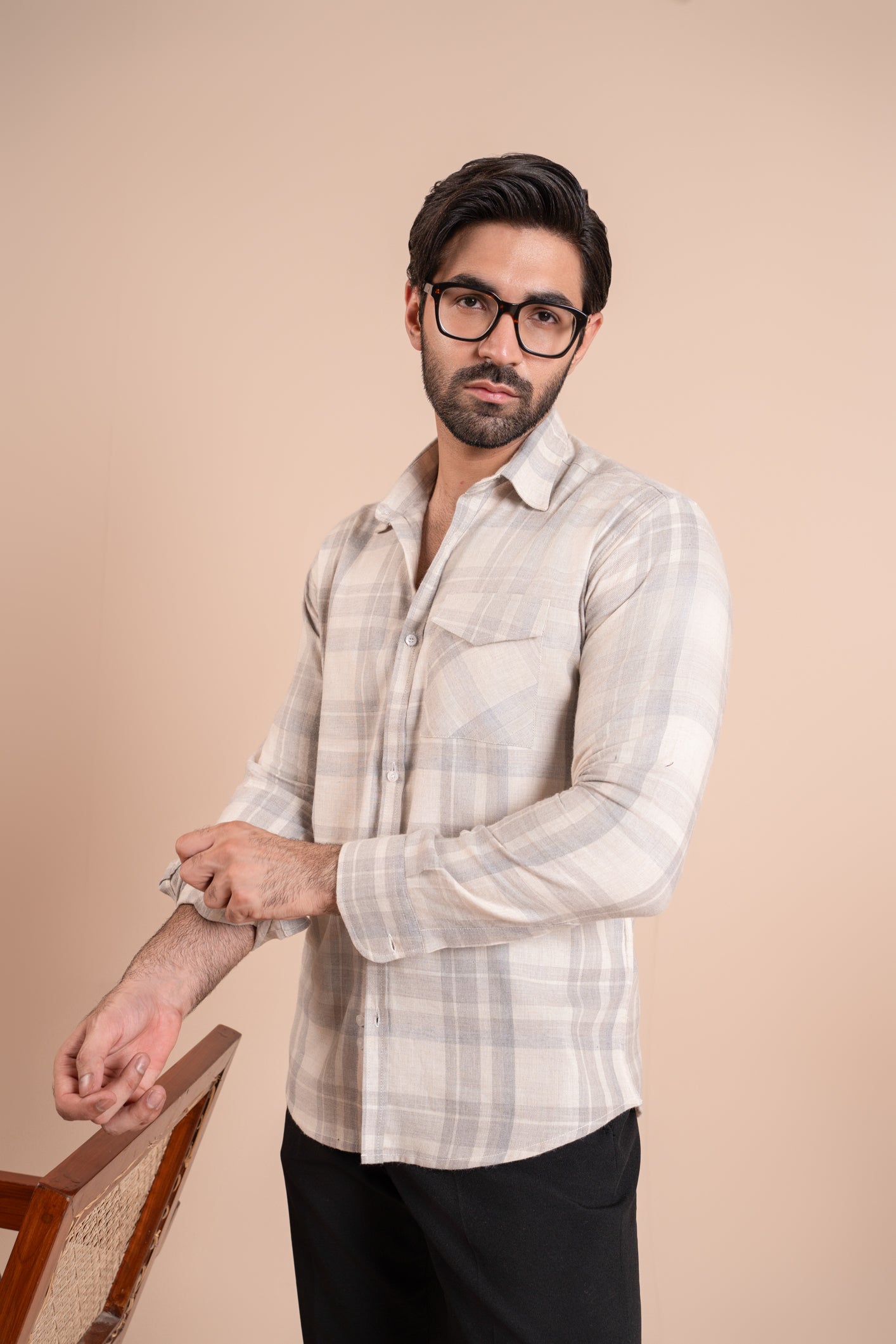 Off White Flannel Casual Shirt - Men