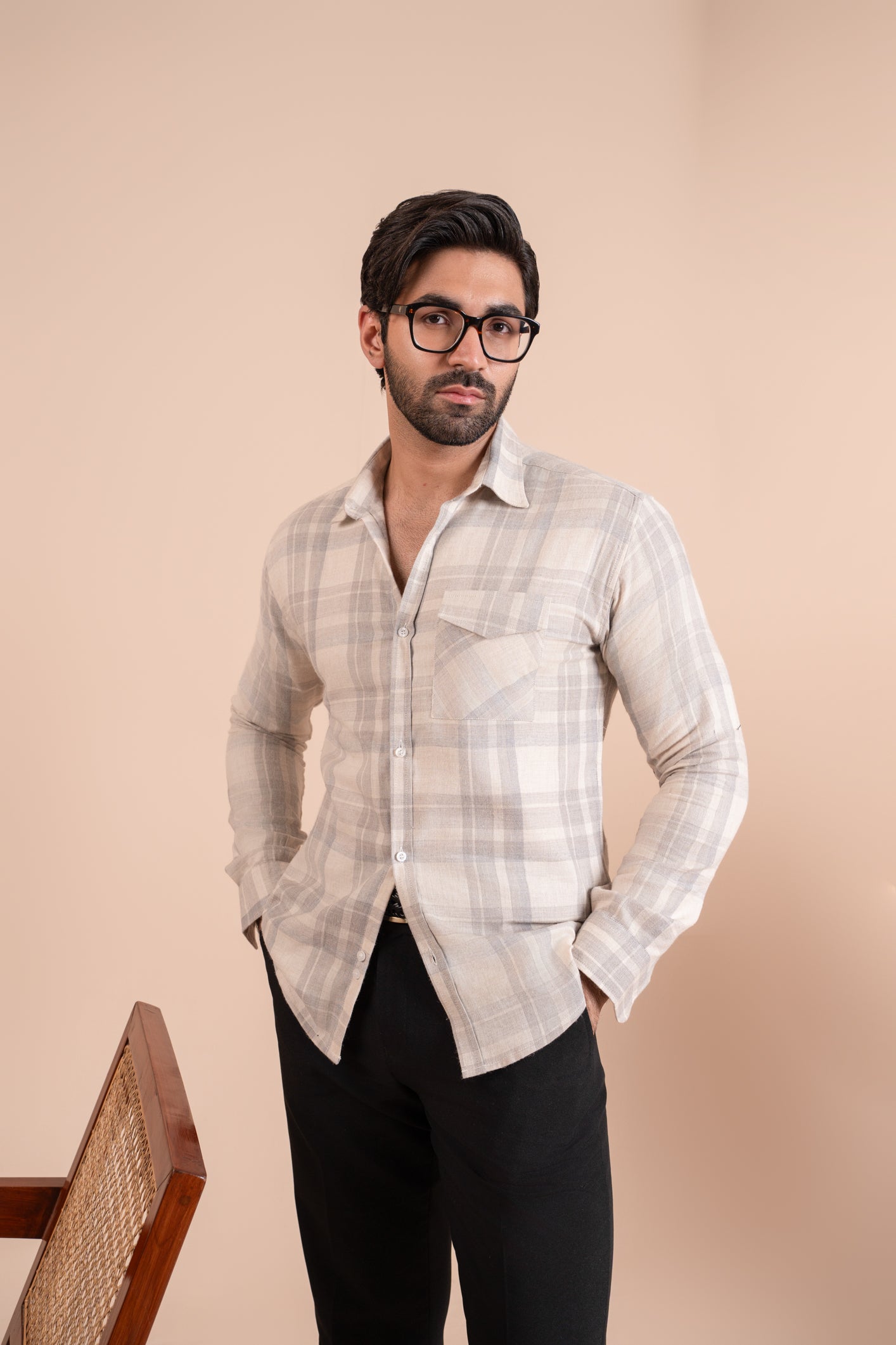 Off White Flannel Casual Shirt - Men