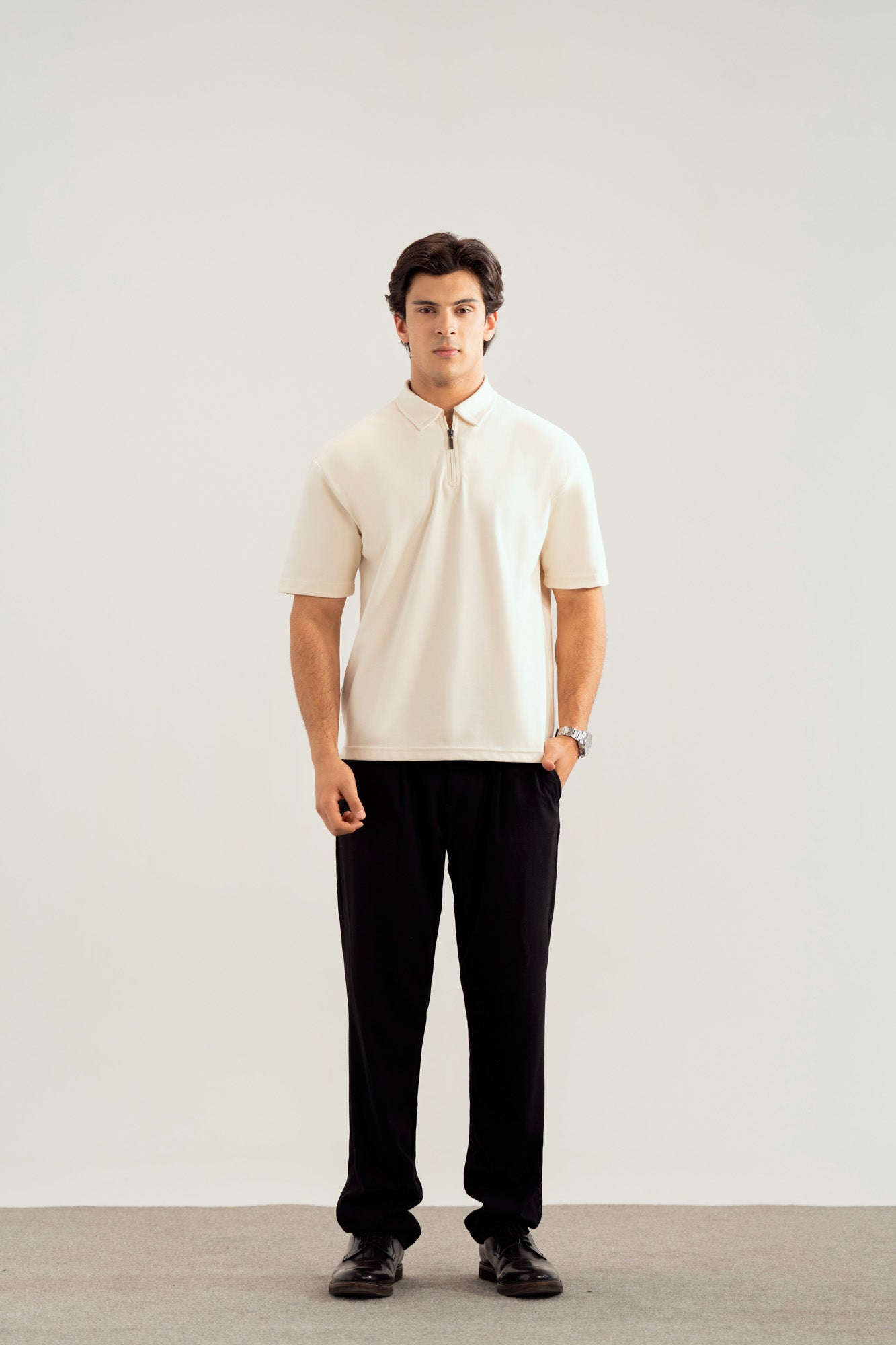 Off White Interlock Zipper Polo - Boxy Fit - Men - Men