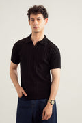 Black Wave Knitted Polo - Men