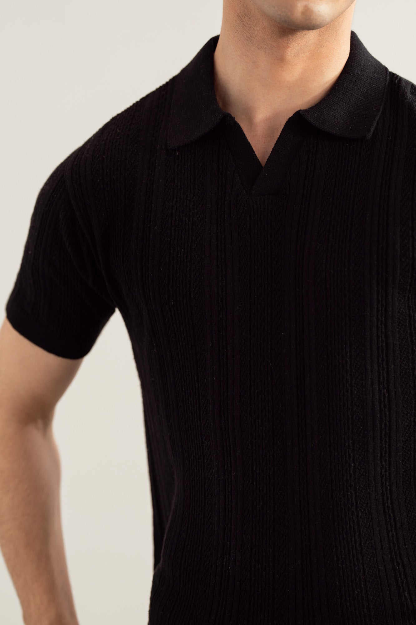 Black Wave Knitted Polo - Men - Men