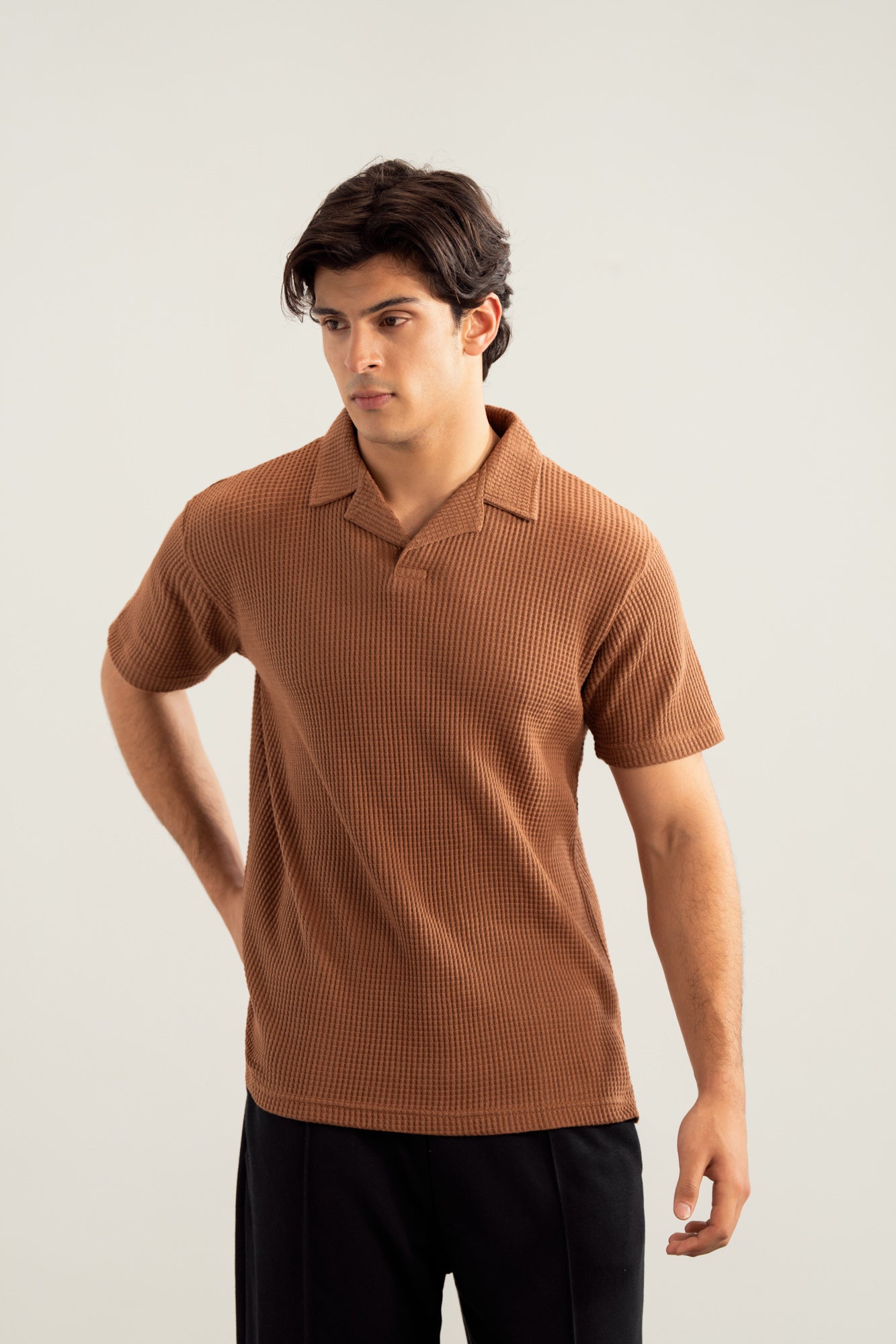 Camel Waffle Revere Polo - Smart Fit - Men - Men