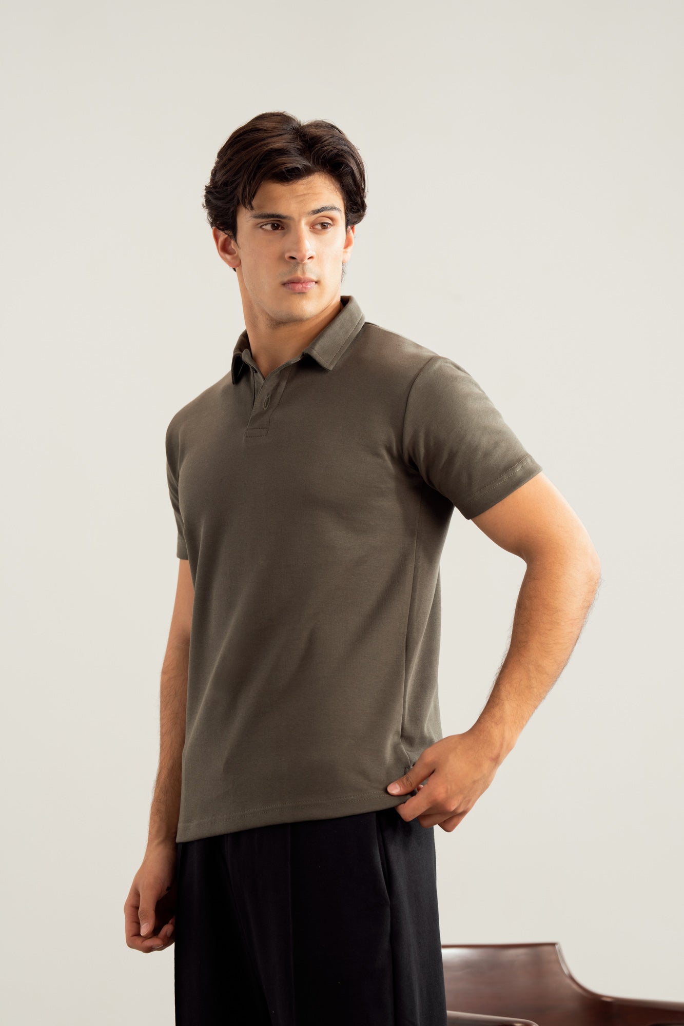 Deep Olive Interlock Polo - Smart Fit - Men - Men