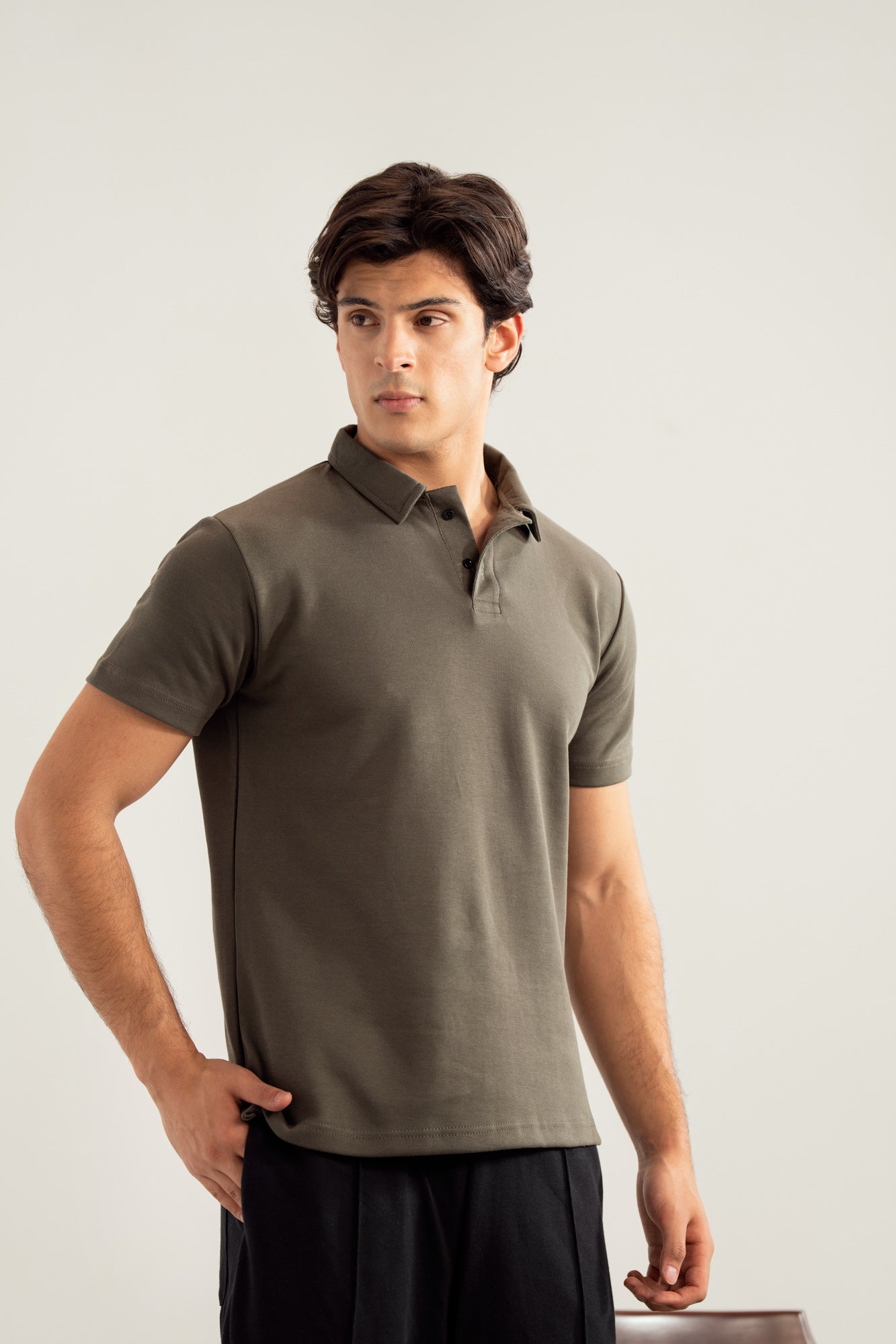 Deep Olive Interlock Polo - Smart Fit - Men - Men
