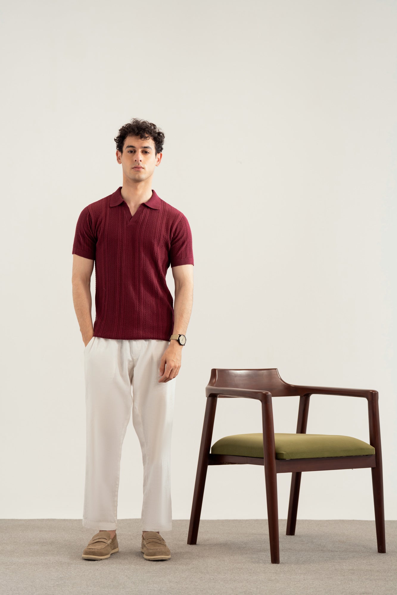 Plum Wave Knitted Polo - Men - Men