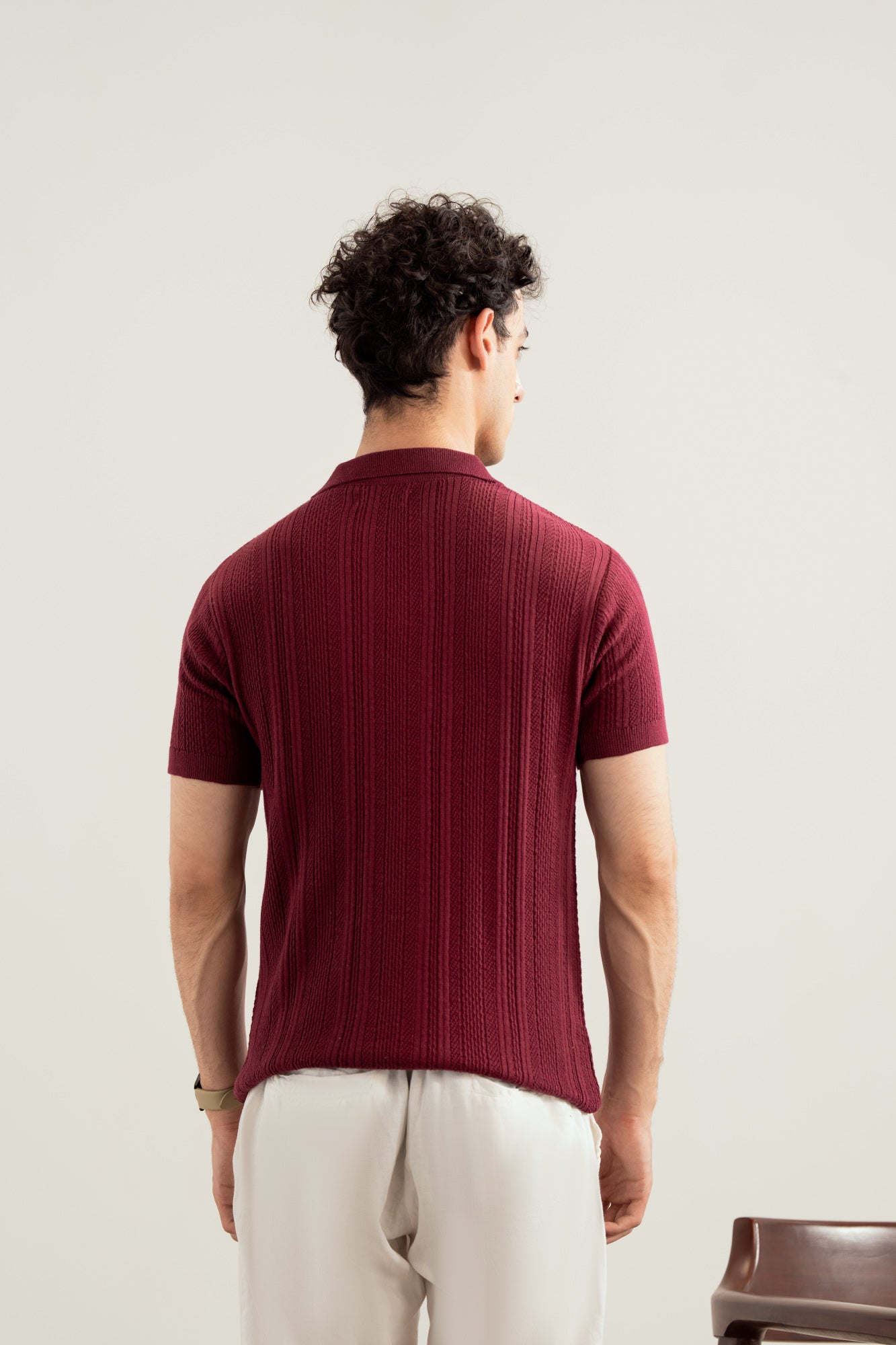 Plum Wave Knitted Polo - Men - Men