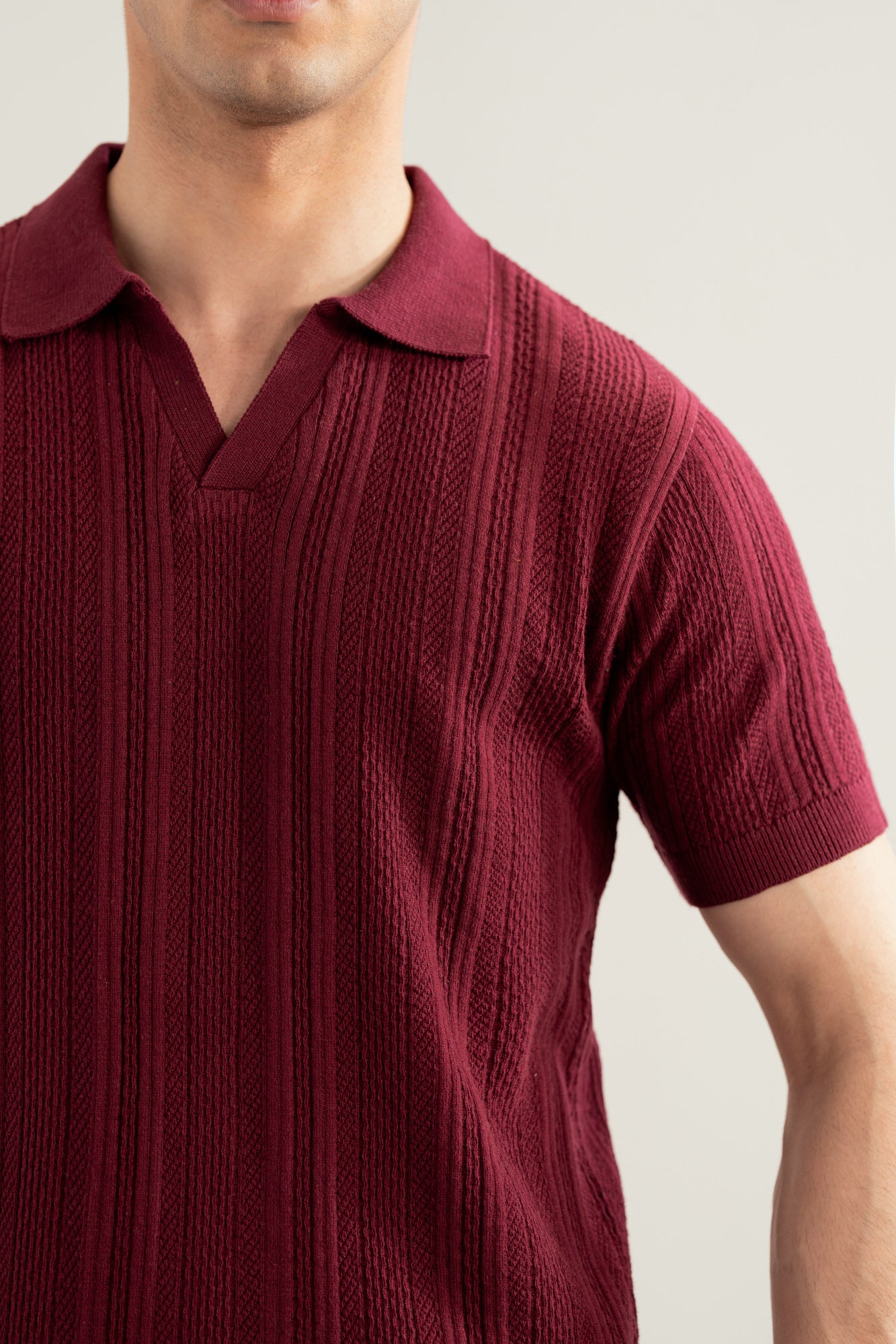 Plum Wave Knitted Polo - Men - Men