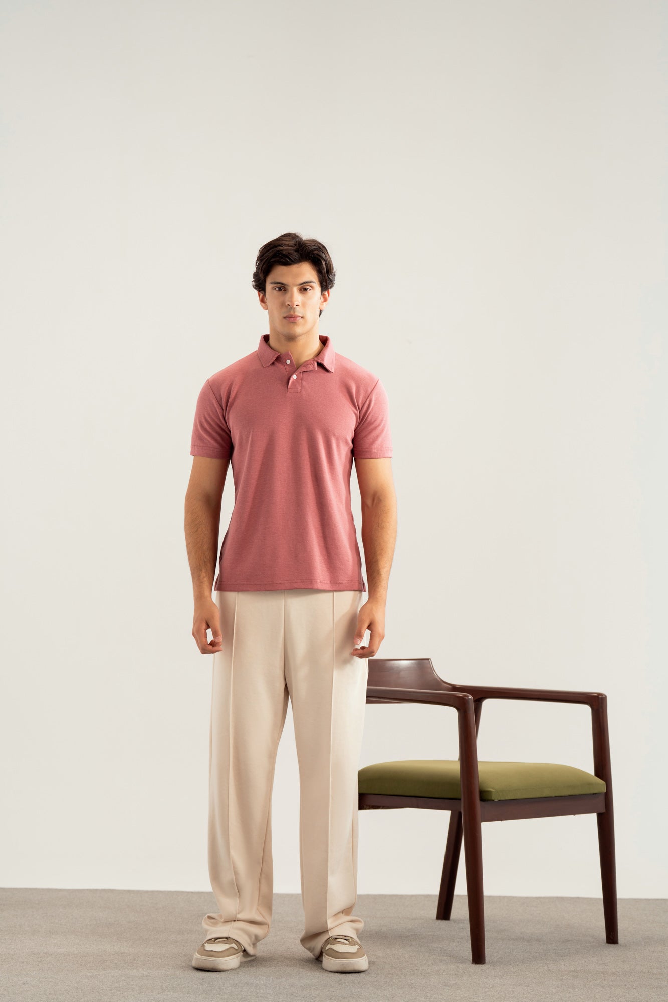 Pink Peach Interlock Polo - Smart Fit - Men - Men