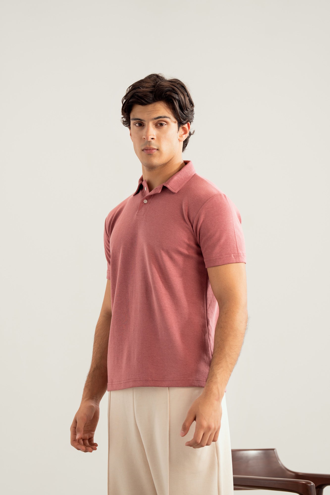 Pink Peach Interlock Polo - Smart Fit - Men - Men