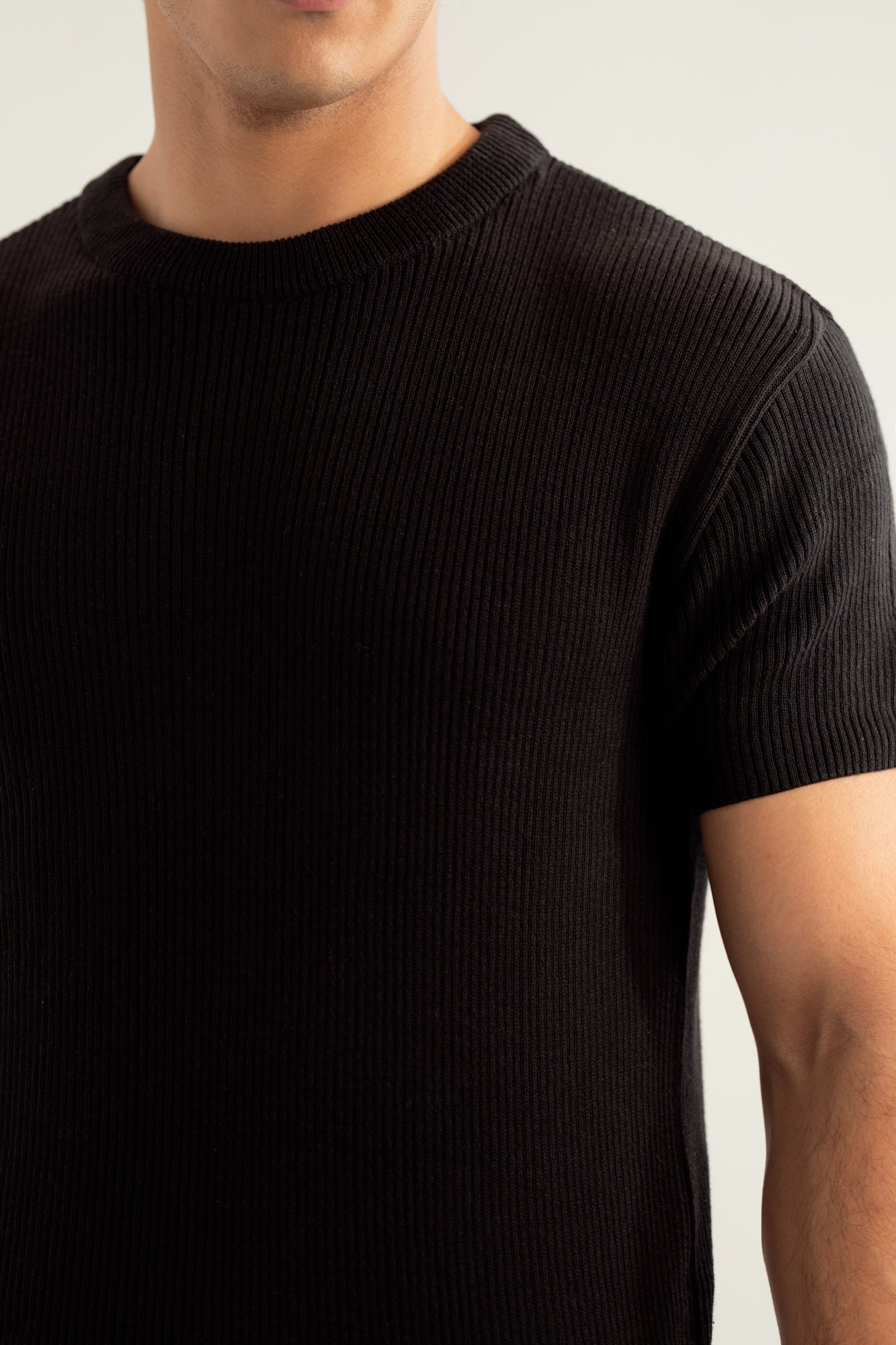 Black Knitted Tee - Men - Men