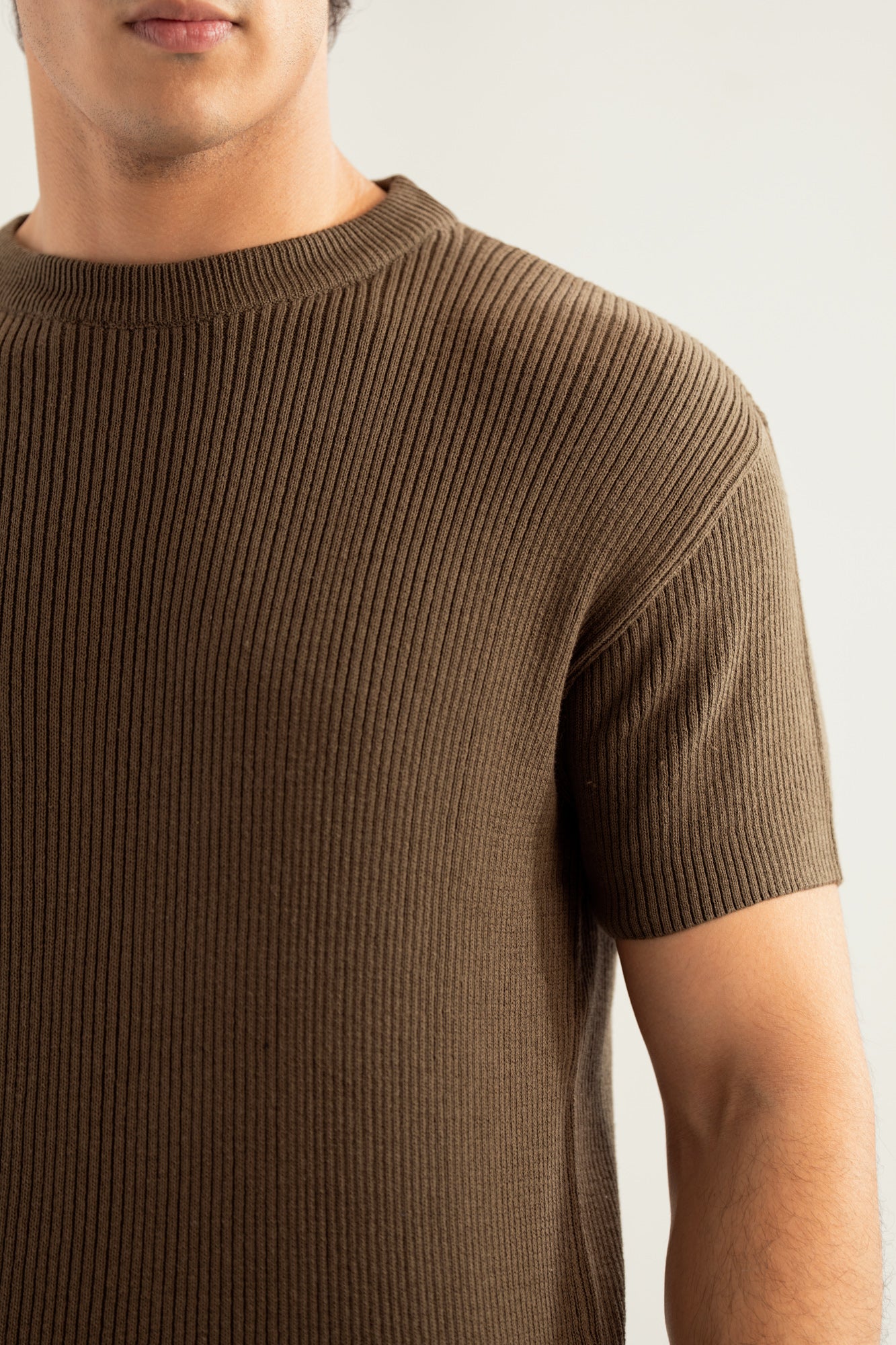 Olive Green Knitted Tee - Men - Men
