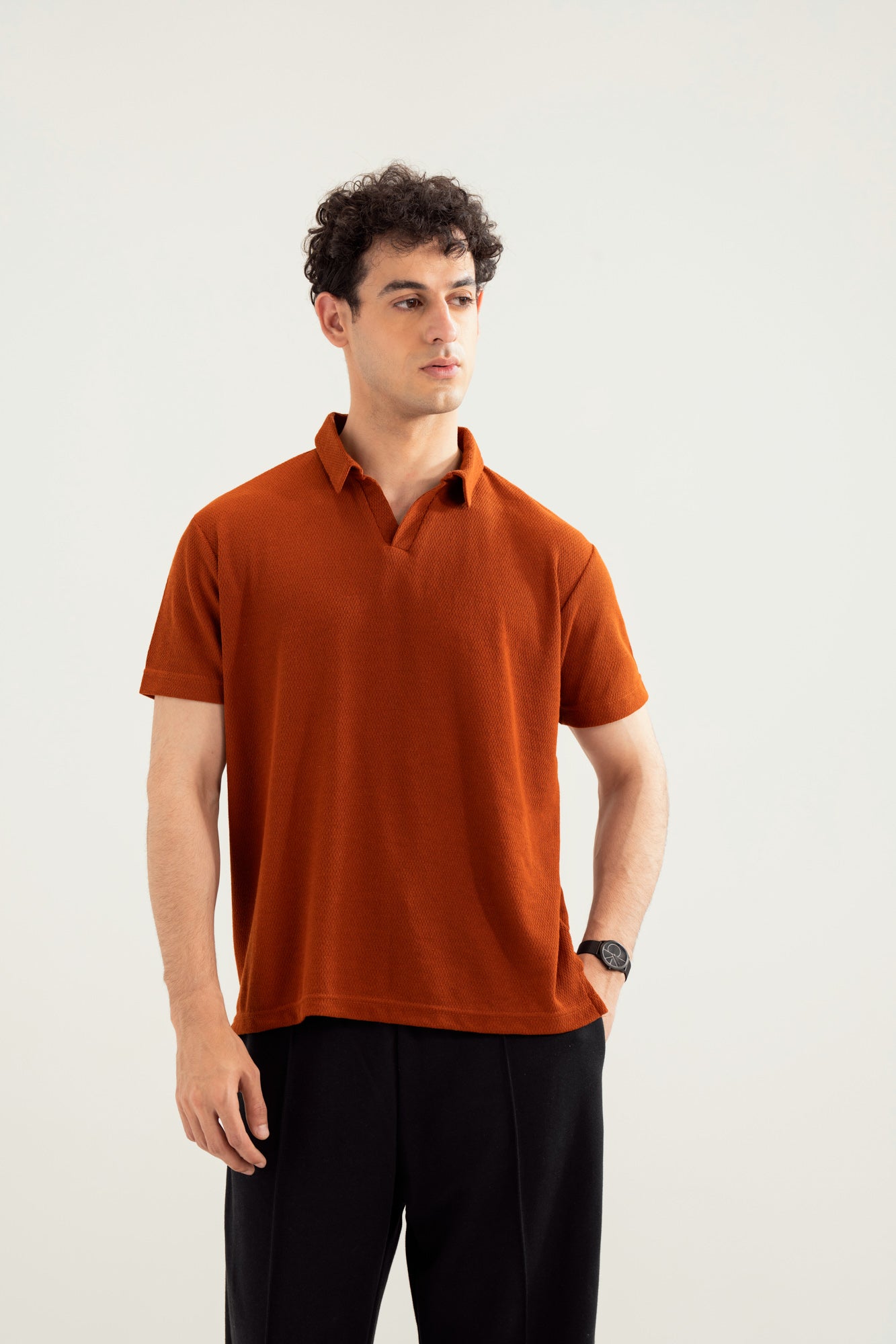 Rust Mesh Thermal Knit Polo - Smart Fit - Men - Men