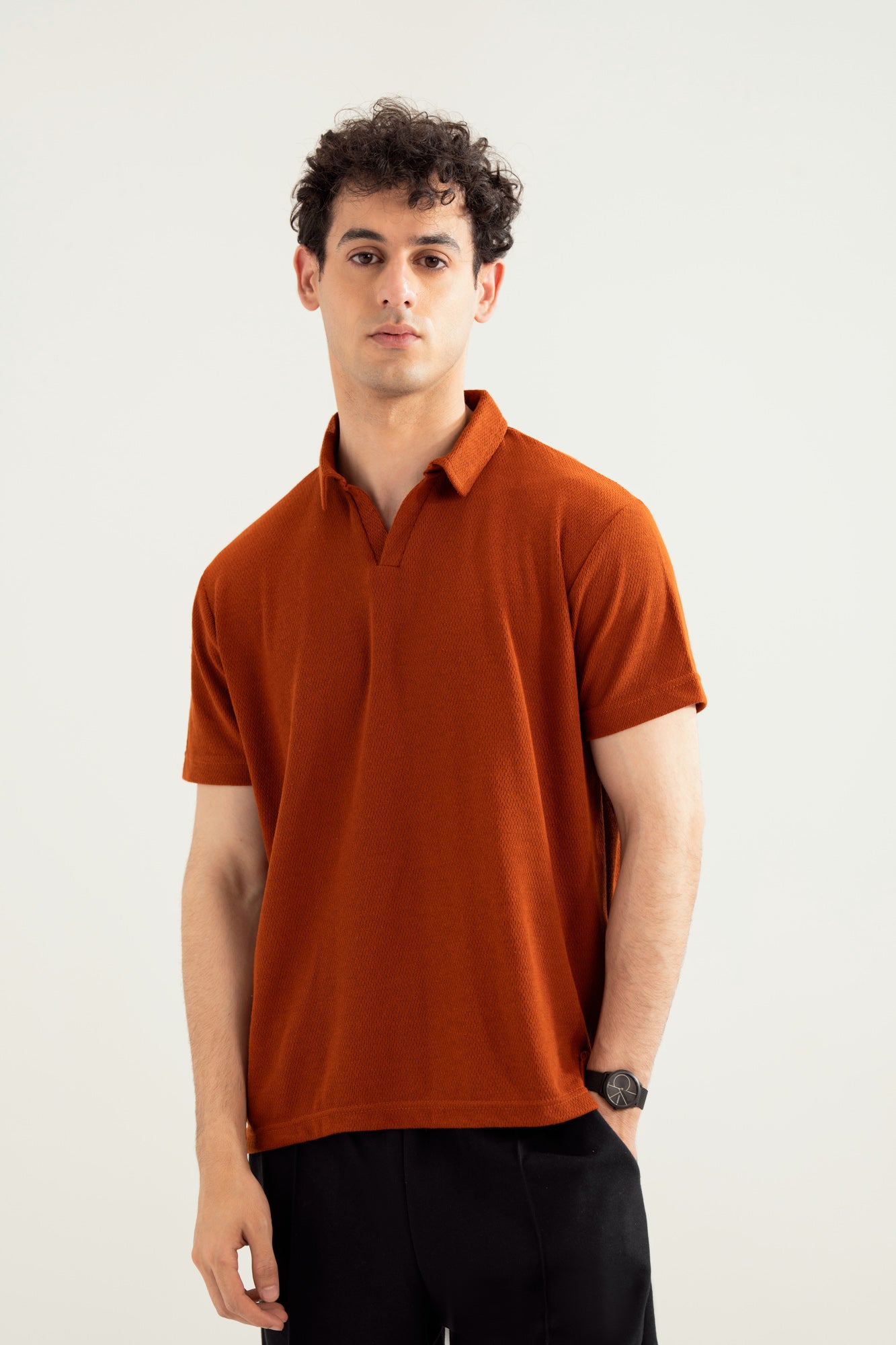 Rust Mesh Thermal Knit Polo - Smart Fit - Men - Men