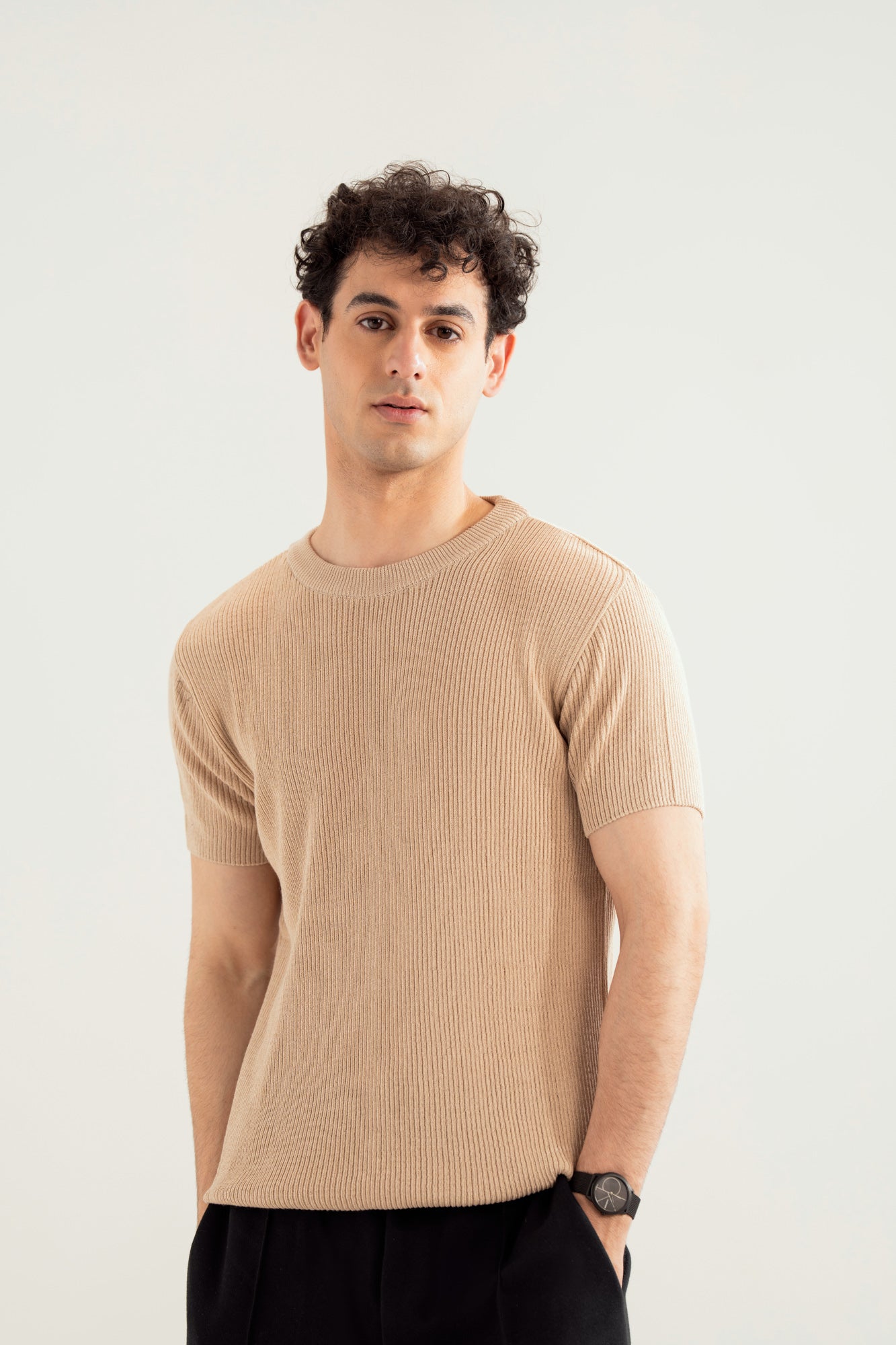 Beige Knitted Tee - Men - Men