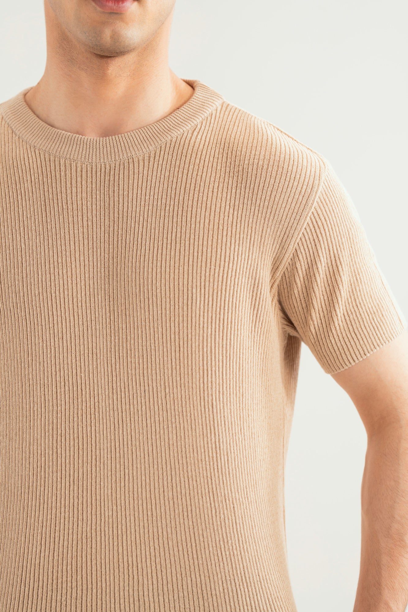 Beige Knitted Tee - Men - Men