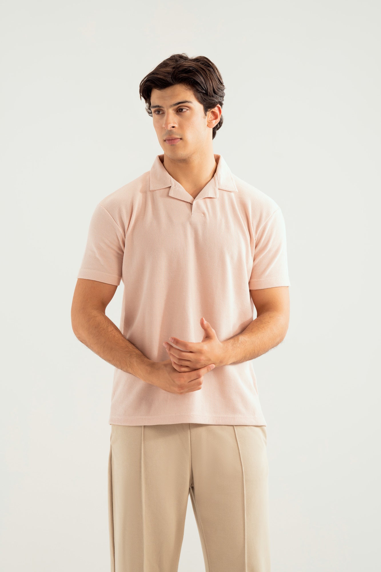 Light Pink Waffle Revere Polo - Smart Fit - Men - Men