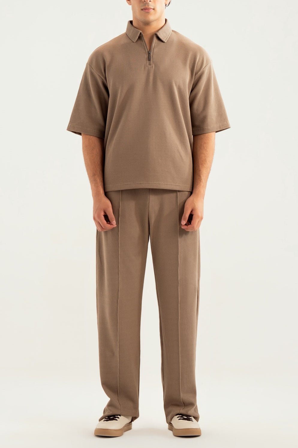Sand Beige Waffle Coord Set - 2PC - Men - Men