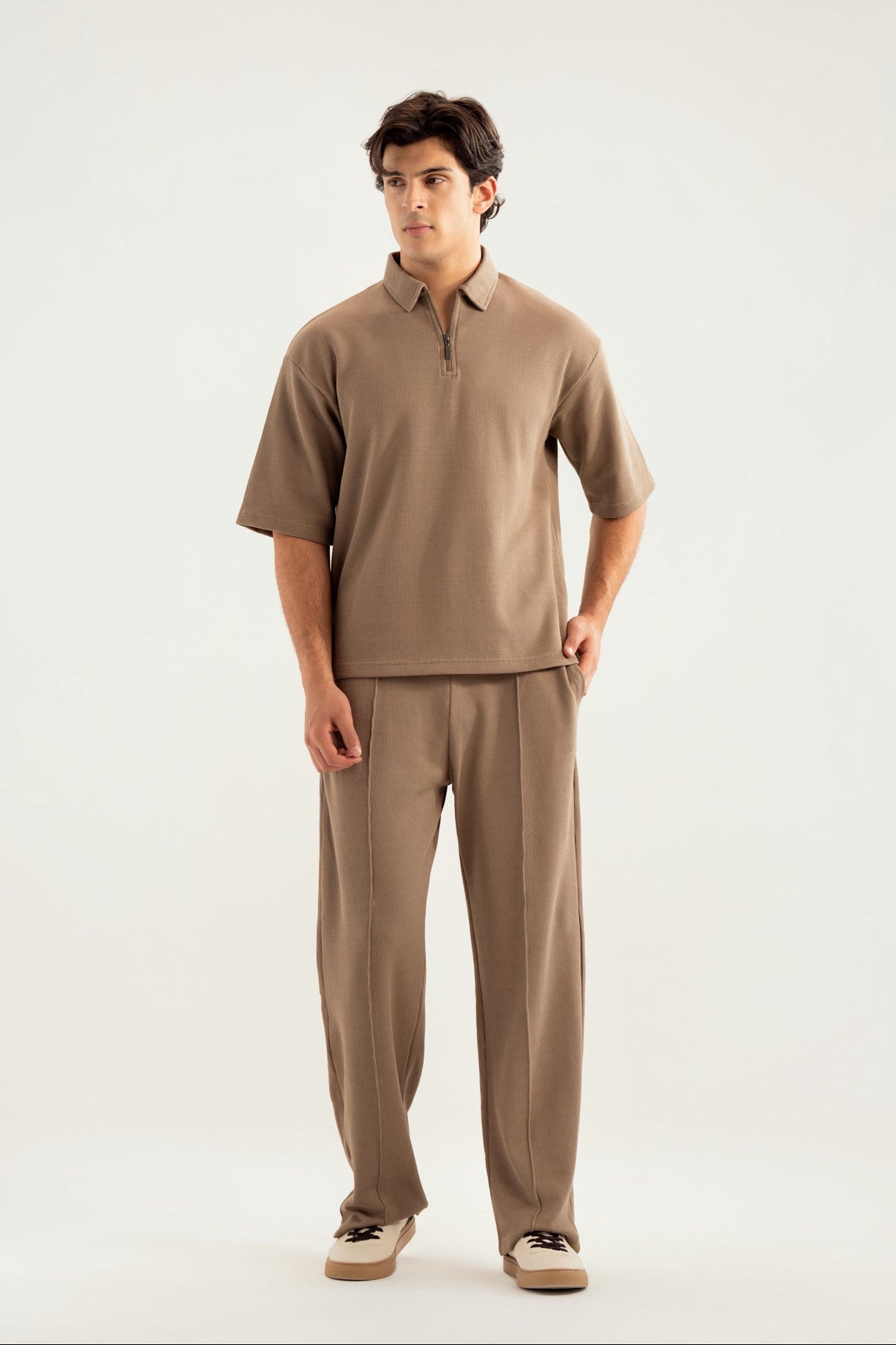 Sand Beige Waffle Coord Set - 2PC - Men - Men