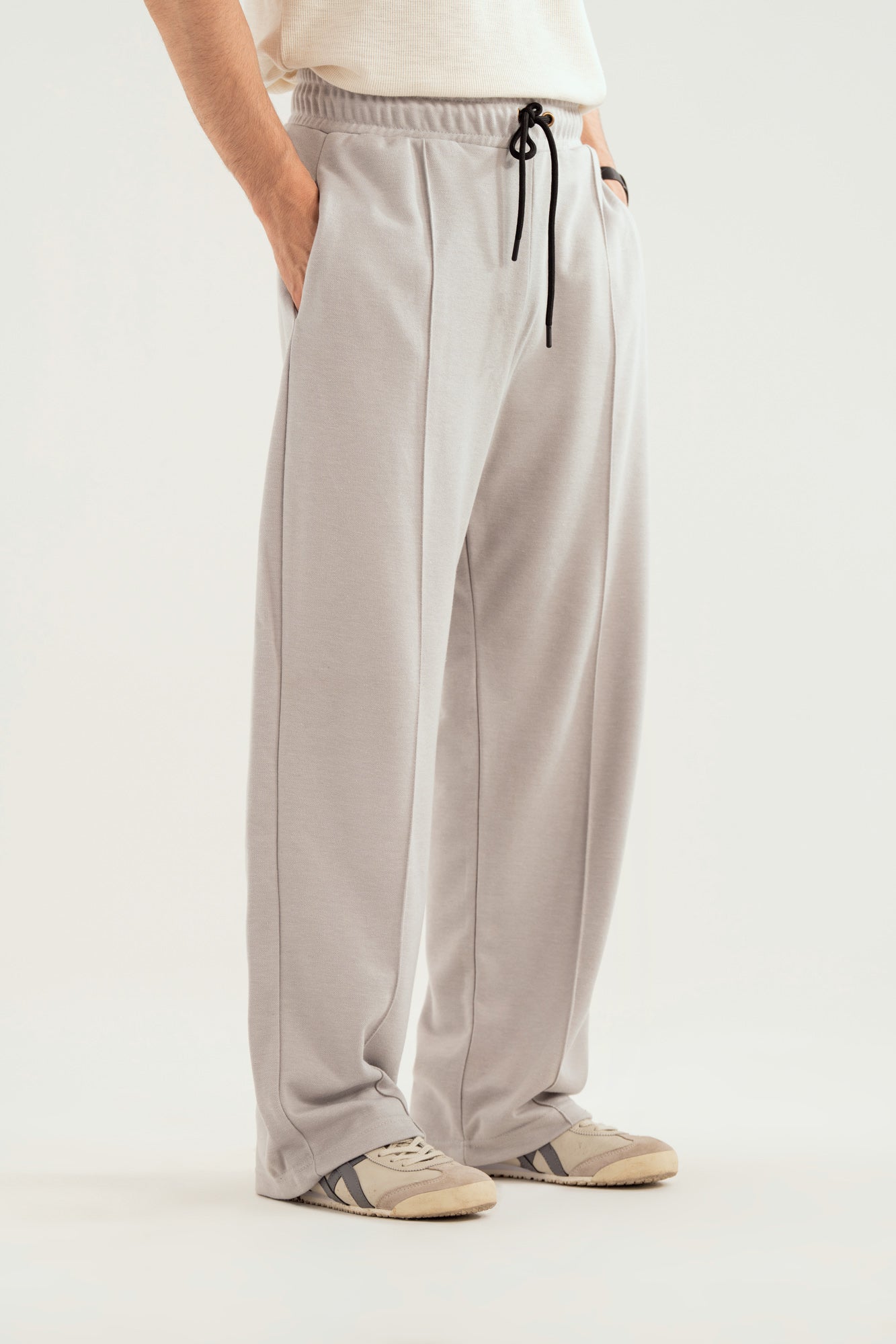 Light Grey Interlock Straight Fit Trouser  - Men - Men