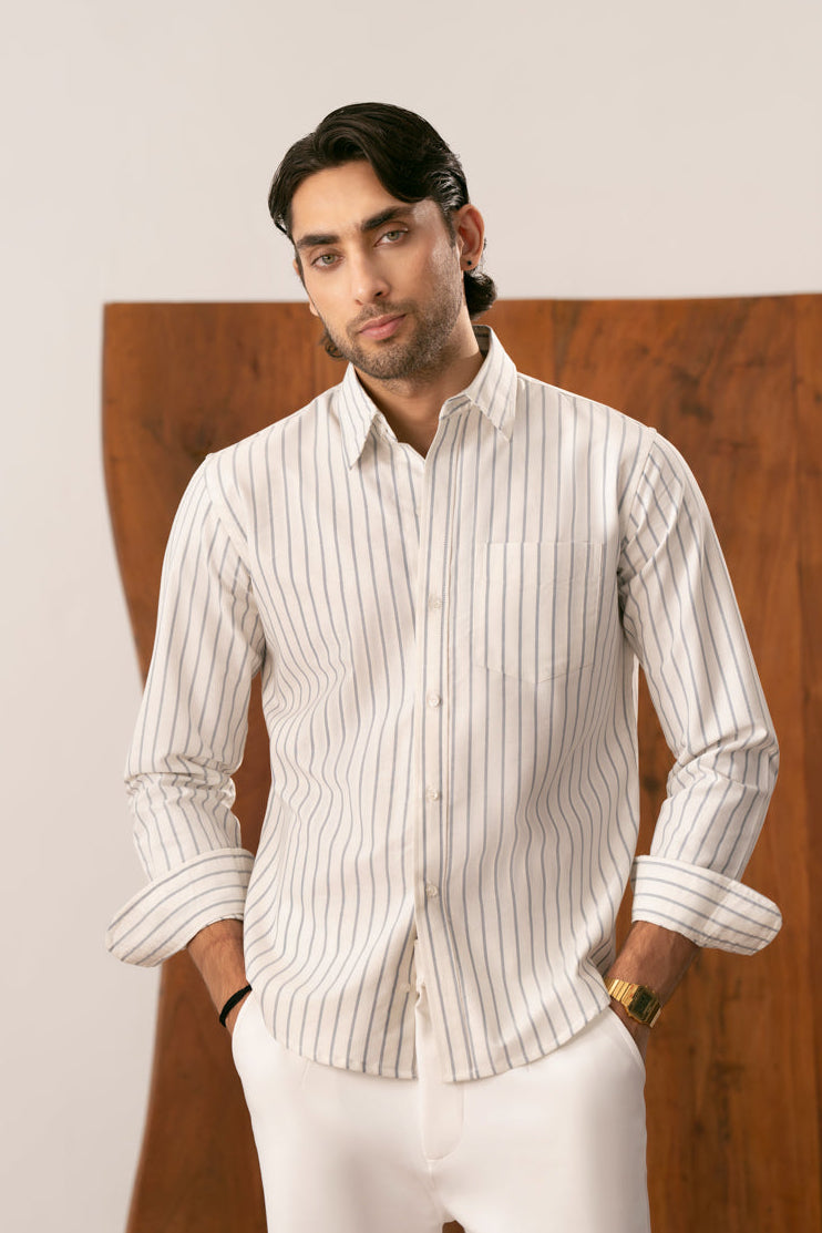 Riviera Blue Wide Stripe Casual Shirt - Men