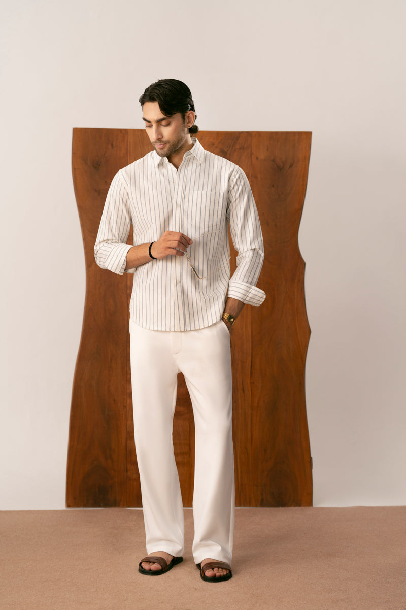 Riviera Blue Wide Stripe Casual Shirt - Men