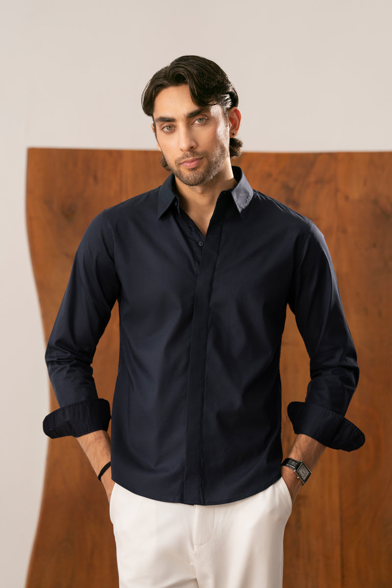 Navy Blue Casual Shirt - Men
