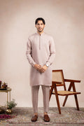 Pink Viscose Silk Kurta Trouser - Loop Buttons - Men