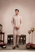 Coffee Beige Viscose Silk Kurta Trouser - Loop Buttons - Men